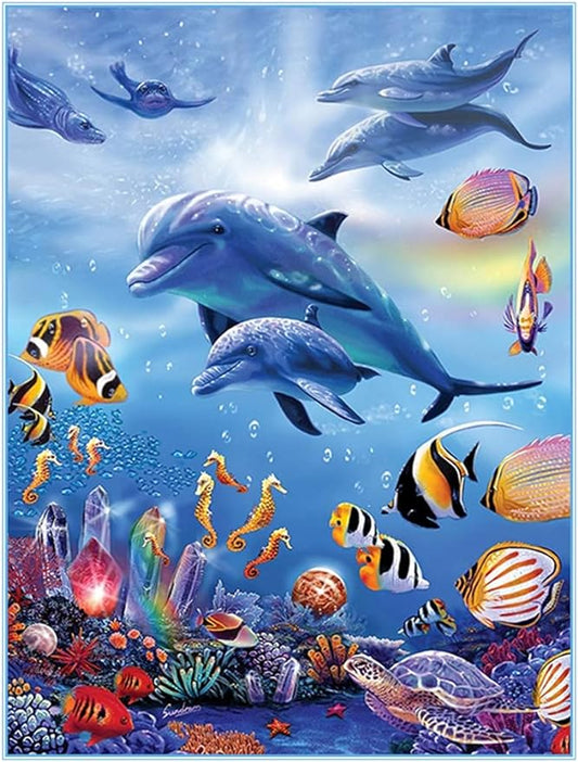 5D Diamond Painting Kit - Dolphin - Diamond Canvas