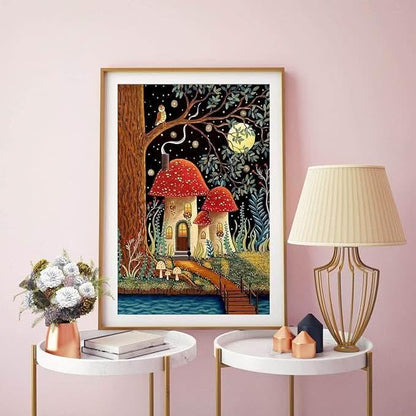 5D Diamond Painting Kit - Mushroom Cottage - Diamond Canvas