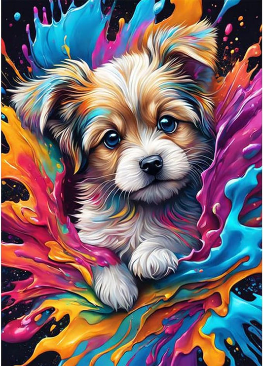 5D Diamond Painting Kit - Painted Dog - Diamond Canvas