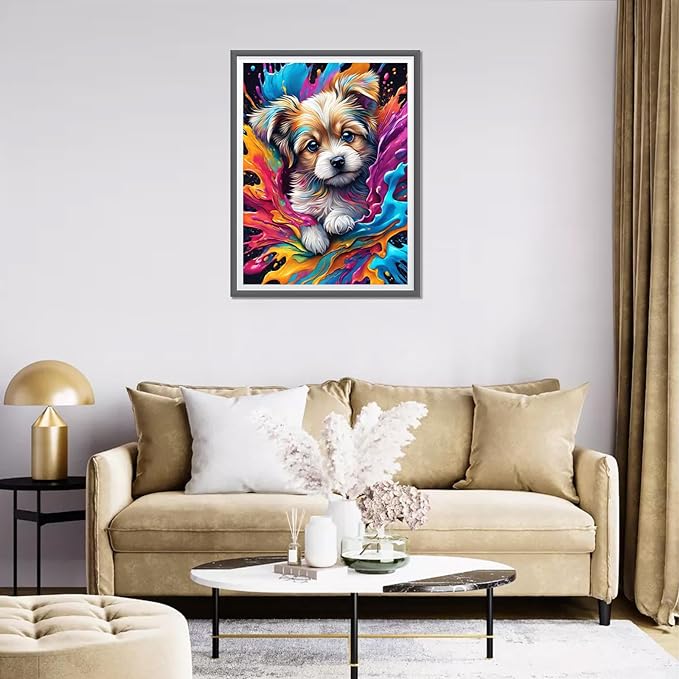 5D Diamond Painting Kit - Painted Dog - Diamond Canvas