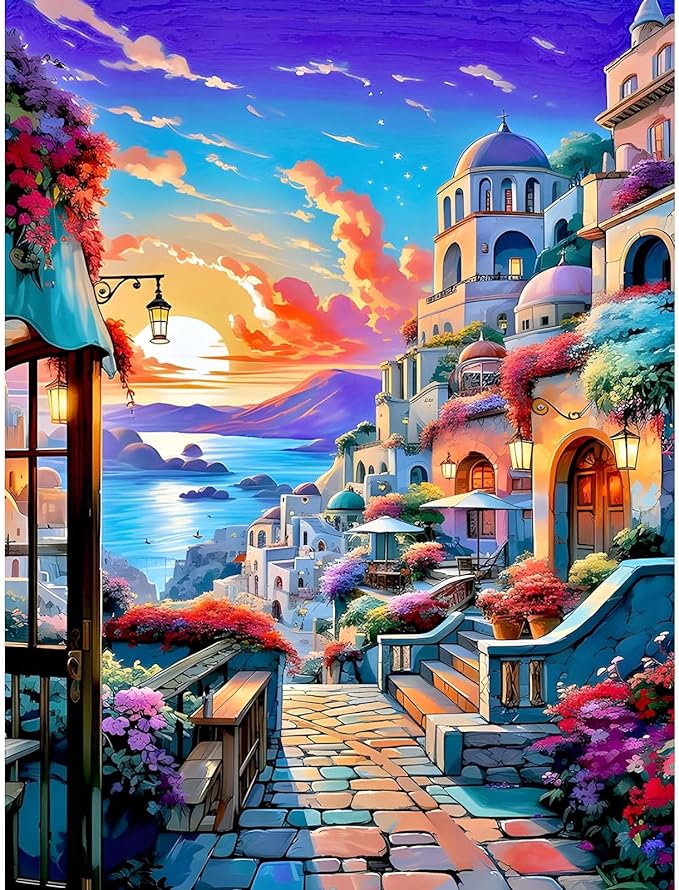 5D Diamond Painting Kit - Romantic Town - Diamond Canvas