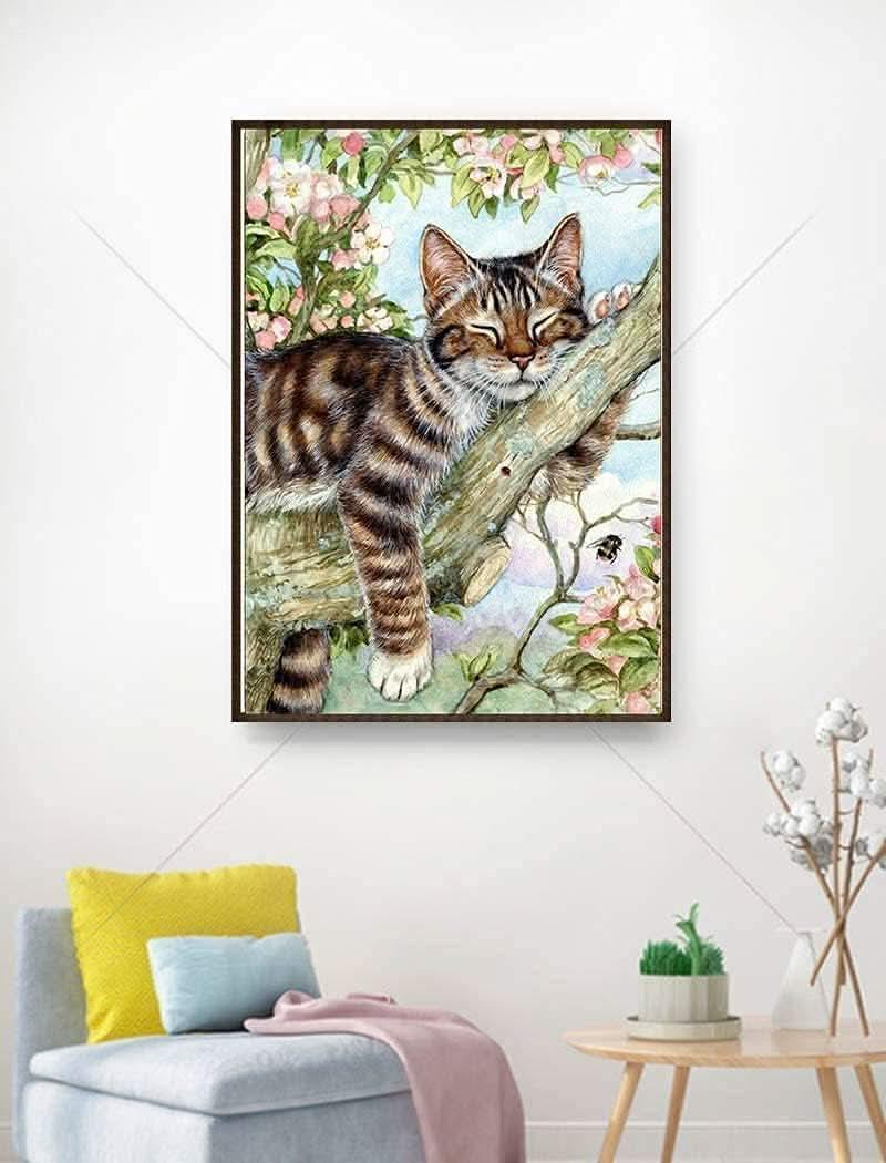 Cat on a Tree - Diamond Canvas