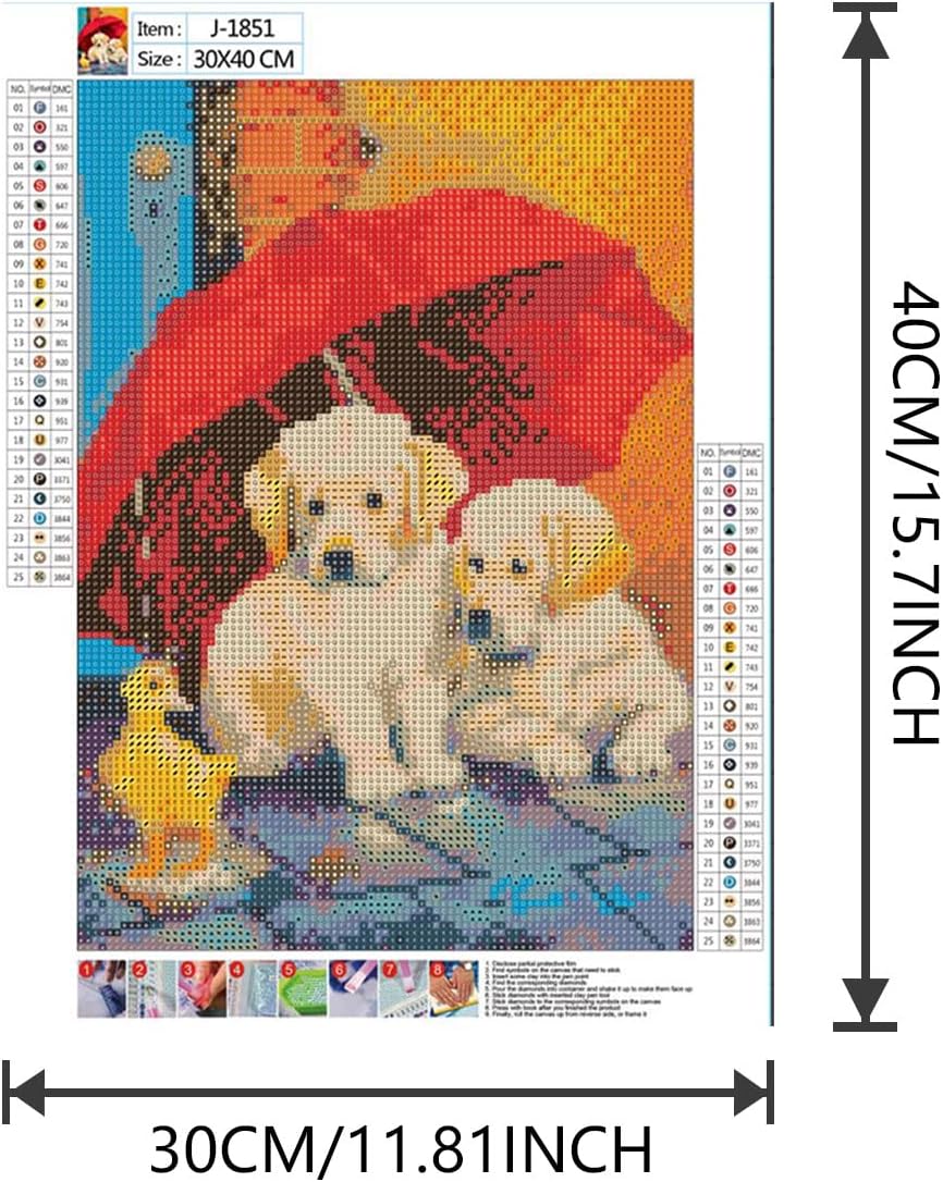 Dogs Under Umbrella - Diamond Canvas