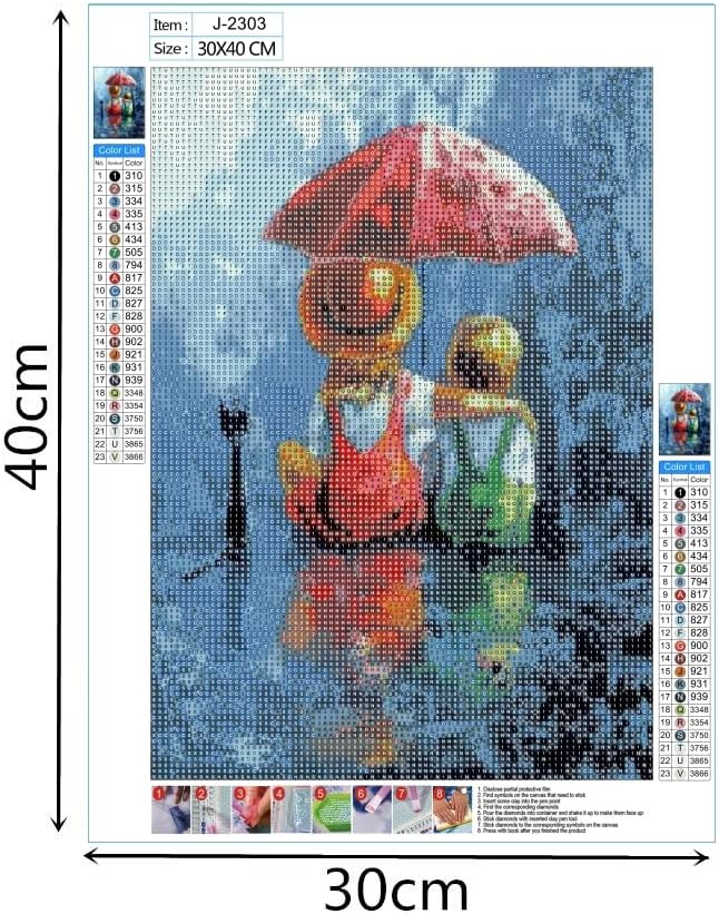 Family Under Umbrella - Diamond Canvas